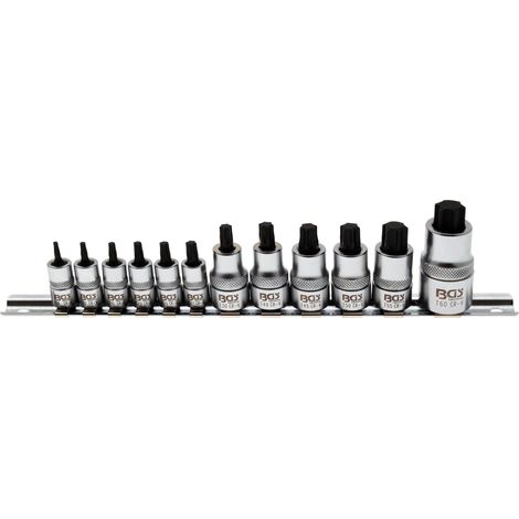Juego de puntas de vaso extra corta perfil en T (para Torx) T8 - T60 12 piezas