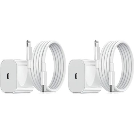 Lot de 2 chargeurs pour iPhone - Chargeur rapide - Adaptateur + câble 20 W Blanc Taille unique iPhone (NT) Lot de 2 iPhone Lot de 2 iPhone Lot de 2 iPhone (1/5)