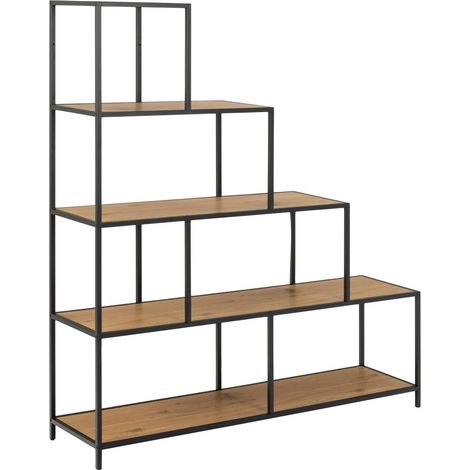 Estantería Norsica Sevferi 153, Negro + Roble salvaje, Abierta sin pared trasera, MDF, Metal, Número de puertas: 0, Número de cajones: 0, 150x135x35cm (1/5)