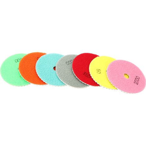 7-teiliges Set Polierpads aus Marmorharz, weiche Schleifscheiben für Stein, Keramik und Glas, 100 mm Durchmesser (1/5)