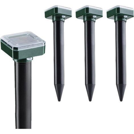 Lot de 4 répulsifs à taupes à énergie solaire - Piège à campagnols - Répulsif à gopher - Répulsif à campagnols pour l'extérieur - Répulsif à insectes d'extérieur - Répulsif à taupes (1/5)