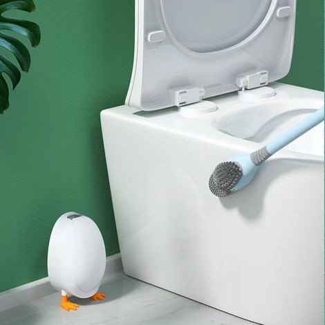 Brosse WC Canard Plongeur - Brosse de nettoyage efficace pour la maison, poils souples en silicone - Bleue (1/4)