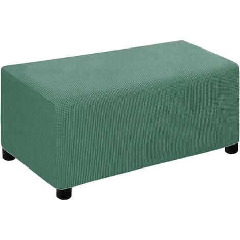 Housse pour tabouret vert en polyester lavable, protège-siège élastique, housse de repose-pieds, lot unique, taille standard, facile à nettoyer, idéale pour salon et cuisine. (1/5)