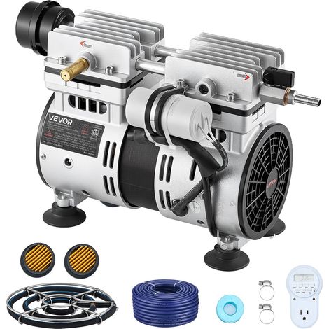 Aérateur de Bassin 590 W Système d'Aération Lac jusqu'à 1,2 hectare Pompe à Air Étang Extérieure pour Circulation Oxygène en Eau Profonde, avec Compresseur Air, Diffuseur, Tuyau Lesté 30,5 m (1/5)