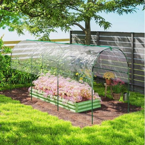 Serra da giardino tunnel 400 x 123 x 171 cm trasparente con 8 picchetti DESVIAE (1/5)