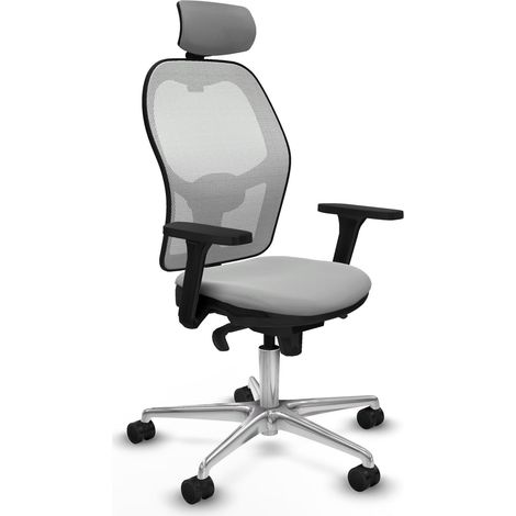 Sedia da ufficio piqueras y crespo Jorquera bianco mesh similpelle