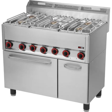Fourneau combiné avec four à air chaud électrique GN 1/1 - 5x brûleur REDFOX - SPT 90/5 GLS - REDFOX