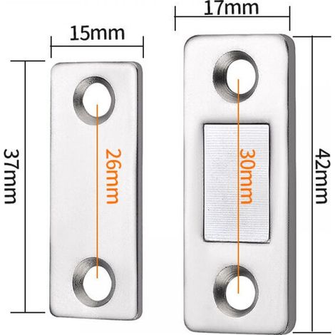 Sets Magnetic Catch Very Thin Magnetic Catches Stick On Magnet Adhesive Closure Furniture Powerful Magnet for Sliding Door Drawers Window Magnet Cabinet(42x17mm)