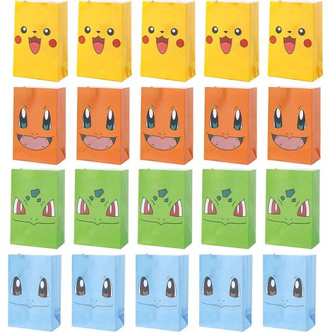 20 bunte Geschenktüten aus Kraftpapier mit Tiermotiven, gelb, blau, grün, orange (1/5)