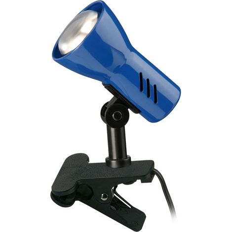 Klemmleuchte Klemmlampe 1xE14 schwenkbar Schnurschalter Metall Blau Briloner
