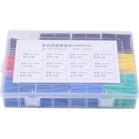 Lot de 560 gaines thermorétractables en nylon isolant, imperméables et colorées (1/5)