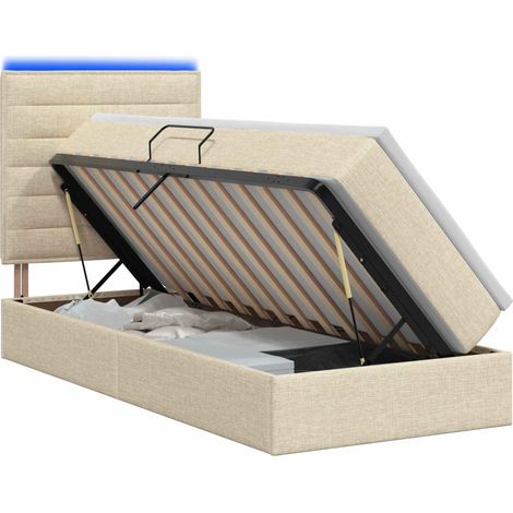 Maison Exclusive - Letto con contenitore LED e materasso Crema 100 x 200 cm (1/5)