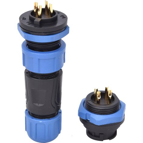 Connecteur Électrique 4 Broches - Étanche IP68 125V 10A - Verrouillage Fileté - Pour Extérieur Et Industriel - Lot De 1 (1/5)