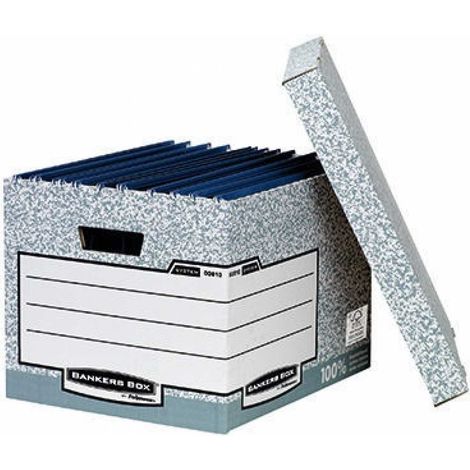 BANKERS BOX Archivbox Bankers Box® System 33,5 x 29,2 x 40,4 cm (B x H x T) DIN A4 mit ArchivdruckKarton 100 % recycelt grau/weiß (1/5)