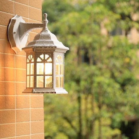 LED-Außenstehlampe, wasserdichte Außenwandleuchte für Garten, Terrasse, Patio, Einfahrt, Garage, weiß E27 (Glühbirne nicht enthalten) (1/5)