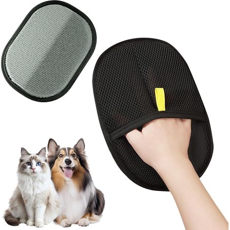 doppelseitiger Pflegehandschuh, antistatisches TPR, für Hunde und Katzen, Schwarz (1/5)