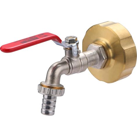 Robinet de Cuve quart de tour + Raccord adaptateur S60 - Femelle 20x27 (3/4) (1/5)