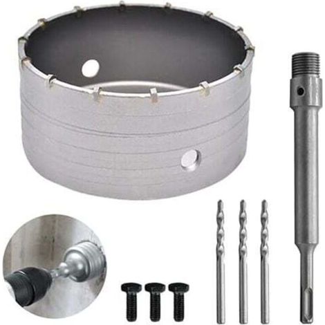 160mm Scie à Cloche Bi-Metal pour Carrelage Beton, Scies Cloches Carotteuse Trépan Beton, avec Adaptateur SDS Plus 220 mm et 3 Foret de Centrage 110 mm (160MM), (1/4)