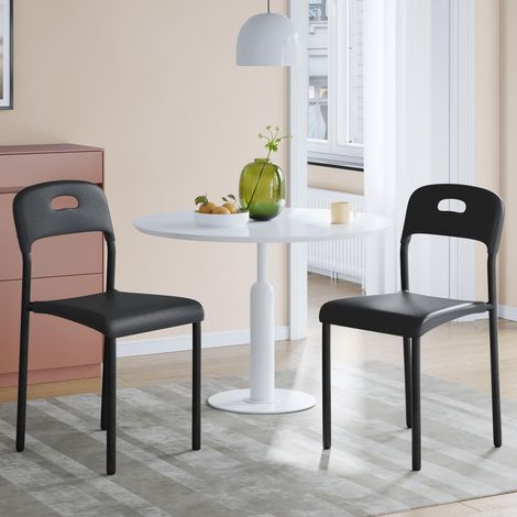Dining Chair - Injection Molded - Black, Set of 2 - for Kitchen, Dining Room, Event (1/5)