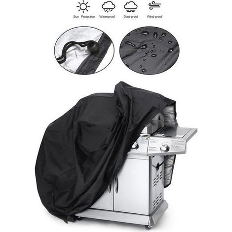 Noir Housse Protection Cover Barbecue Protecteur pour Barbecue BBQ Grill à Gaz pour Jardin pour Weber Holland 145 x 61 x 117cm (1/4)