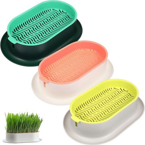 Lot de 3 pots pratiques pour plantes à chat, jardinières et pots pour plantes à chat d'intérieur et de pépinière.-18.90X12.30X4.50CM (1/4)
