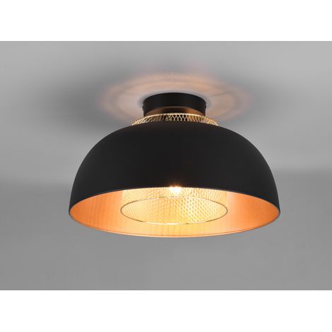 LED Deckenleuchte Metall Schwarz Gold mit Drahtgeflecht, Ø 35cm (1/5)