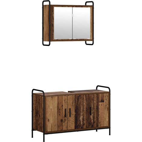 Badezimmerschrank-Set 2 stk. Altholz 65,5 x 34 x 61 cm vidaXL (1/5)
