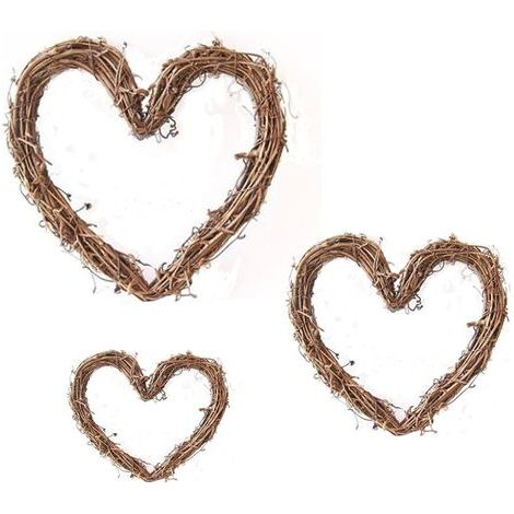 3-Piece Retro Christmas Wreath, Rattan Heart Wreaths, Rustic Wreath Decoration for Garden, Home, Kitchen (1/5)