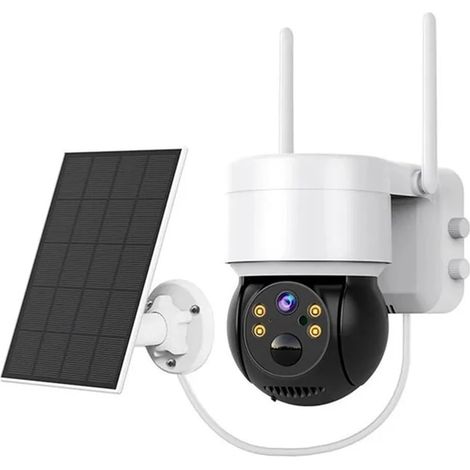 Caméra de sécurité solaire avec détection humaine PIR, panneau solaire, étanchéité IP66 (2Pas de mémoire MP)