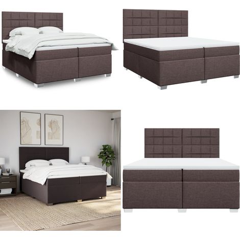 Sommier à lattes de lit avec matelas Marron foncé 200x200 cm - Sommier - Matelas ensaché (1/5)