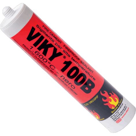 Silicone Sigillante Alte Temperature Nero 500 g Resistente fino a 1600°C per Stufe Caminetti e Canne Fumarie Viky