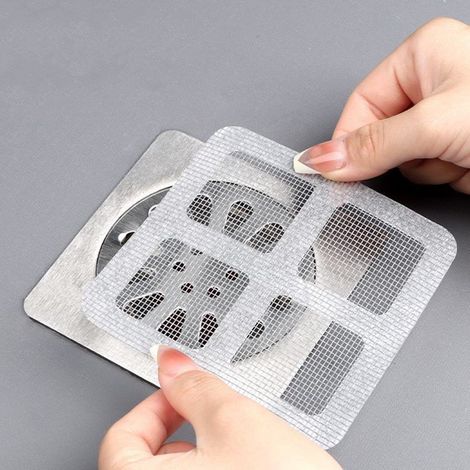 Floor Drain Sticker - 10cm x 10cm - Glass Fiber Mesh - Adhesive Disposable Drain Cover For Sinks Bathtubs Floor Drains - 10 20 25 50 or 100 Pcs (1/5)