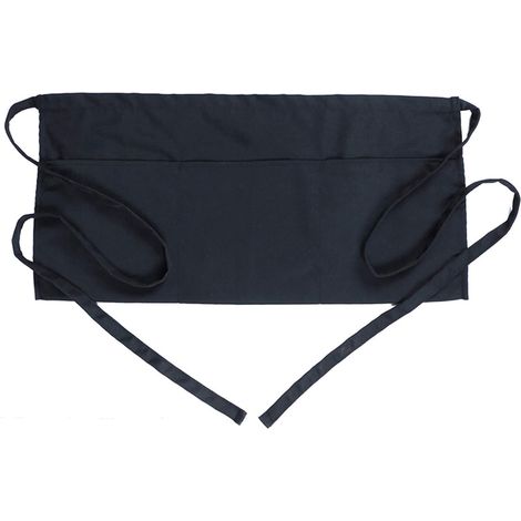 Tablier de serveur/serveuse à 3 poches, demi-tablier résistant à l’eau, ceinture longue, coutures renforcées (1/4)