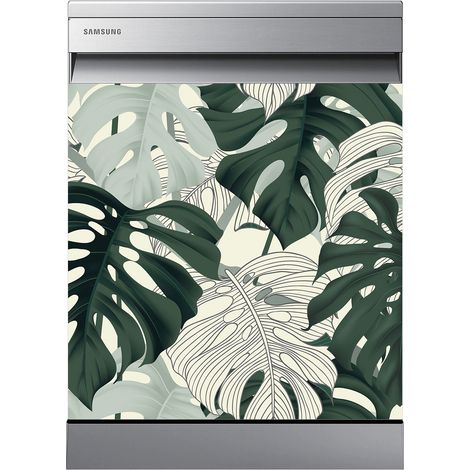 Stickers Lave vaisselle - Feuilles tropicales - 60x60 cm - Adhésif BRILLANT (1/2)