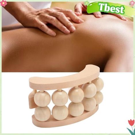 Tbest rouleau de boule en bois portatif Rouleau de boule de Massage en bois avec 10 perles, soulagement des parapharmacie orthese (1/5)