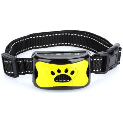 Collier anti-aboiement pour chien, modes son et vibration, détection intelligente des aboiements, 7 niveaux de sensibilité, rechargeable, adapté à tous les chiens grands et petits, jaune (1/4)