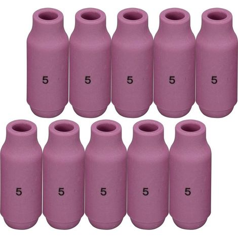 Buse en alumine et cuves céramiques pour soudure TIG Buses 10N49, 5 avec orifice de 8,0mm - Pour chalumeau de soudure TIG QQ300, PTA, DB, SR, WP 17, 18, 26 - Pack de 10 (1/4)