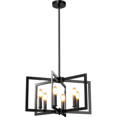 Lampadario regolabile a 6 luci 54 x 54 x 67-157 cm atmosfera accogliente design geometrico metallo nero 200018056