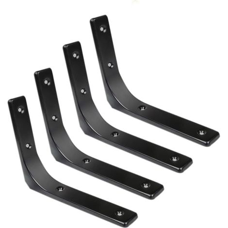 Soportes de pared ZVD, soporte de esquina metálico, 250 mm x 200 mm, acabado negro brillante (1/4)