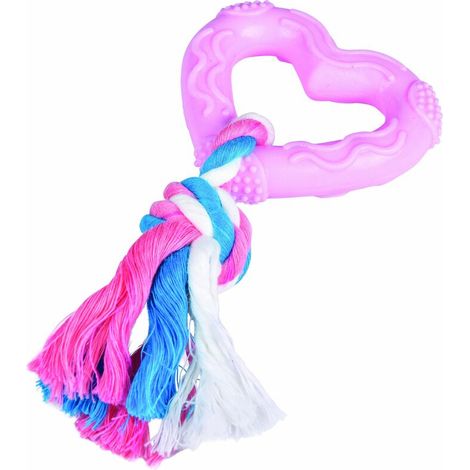 Jouet pour chiot en TPR en forme de cœur rose