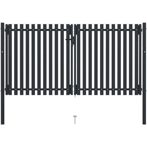 Portail de clôture à double porte Acier 306x200 cm Anthracite vidaXL