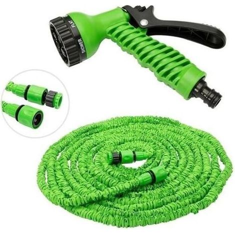 DBBEGK Jardin Pelouse Tuyau d arrosage extensible de 20m à 40m- Tuyau rétractable avec pistolet 7 jets -Tuyau Buse Tete d\\'arrodage -Vert (1/4)