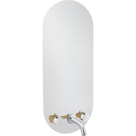 Espejo LED ovalado de 3 agujeros + mezclador de lavabo empotrado de 3 agujeros JACOB DELAFON Grands Boulevards cromo