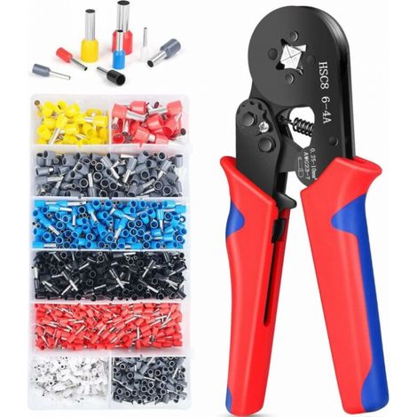 Pliers and Pincers Ferrule Crimping Tool Kit with 1200Pcs Wire Ferrule Terminals Kit, Self-Adjusting Crimping Pliers, Ferrule Crimper for AWG 23-7 (0.25-10mm2)