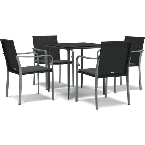 Maison Exclusive - 5-tlg. Garten-Essgruppe mit Kissen Poly Rattan