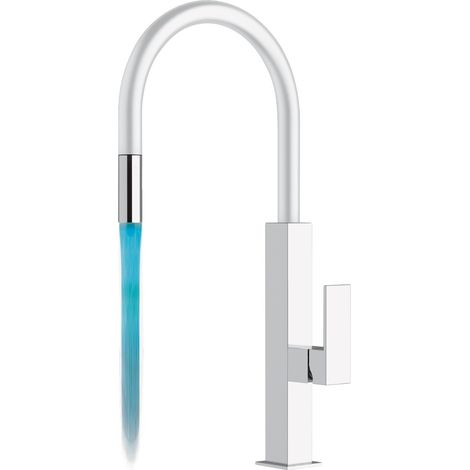Rubinetto lavello con canna bianca e dispositivo led - serie kitchen white spout colour (1/3)