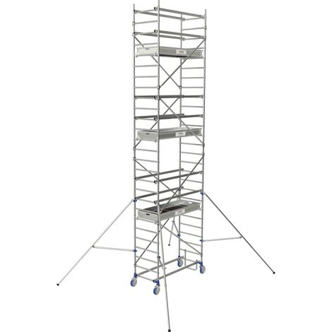 Tubesca Comabi – Échafaudage roulant aluminium 180 – Hauteur de travail 5.85 m – Charge maximale 200 kg/m² – Montage rapide avec système Ergoblock