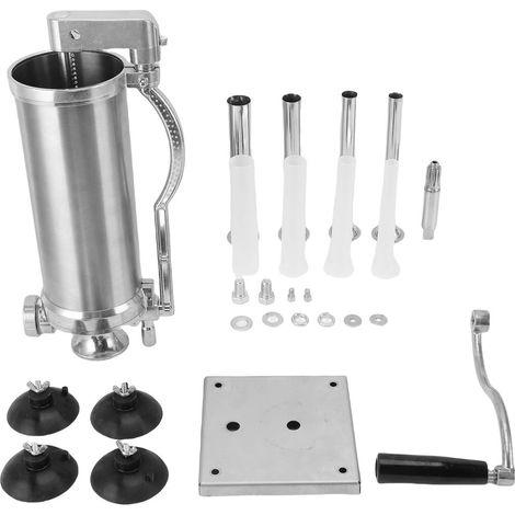 Poussoir à saucisses haute performance, 3 litres, acier inoxydable, machine de remplissage manuelle pour la maison et le restaurant. (1/5)