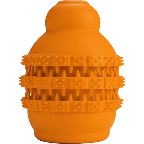 Interaktives, wasserflaschenförmiges Hundespielzeug, Leckerli-Spender, Kauspielzeug zur Zahnreinigung (orange) (1/5)