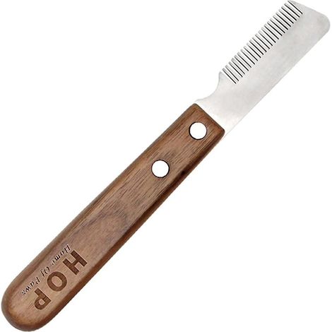 Peigne de toilettage pour animaux à manche en bois avec trou de suspension (pour droitier) (1/3)